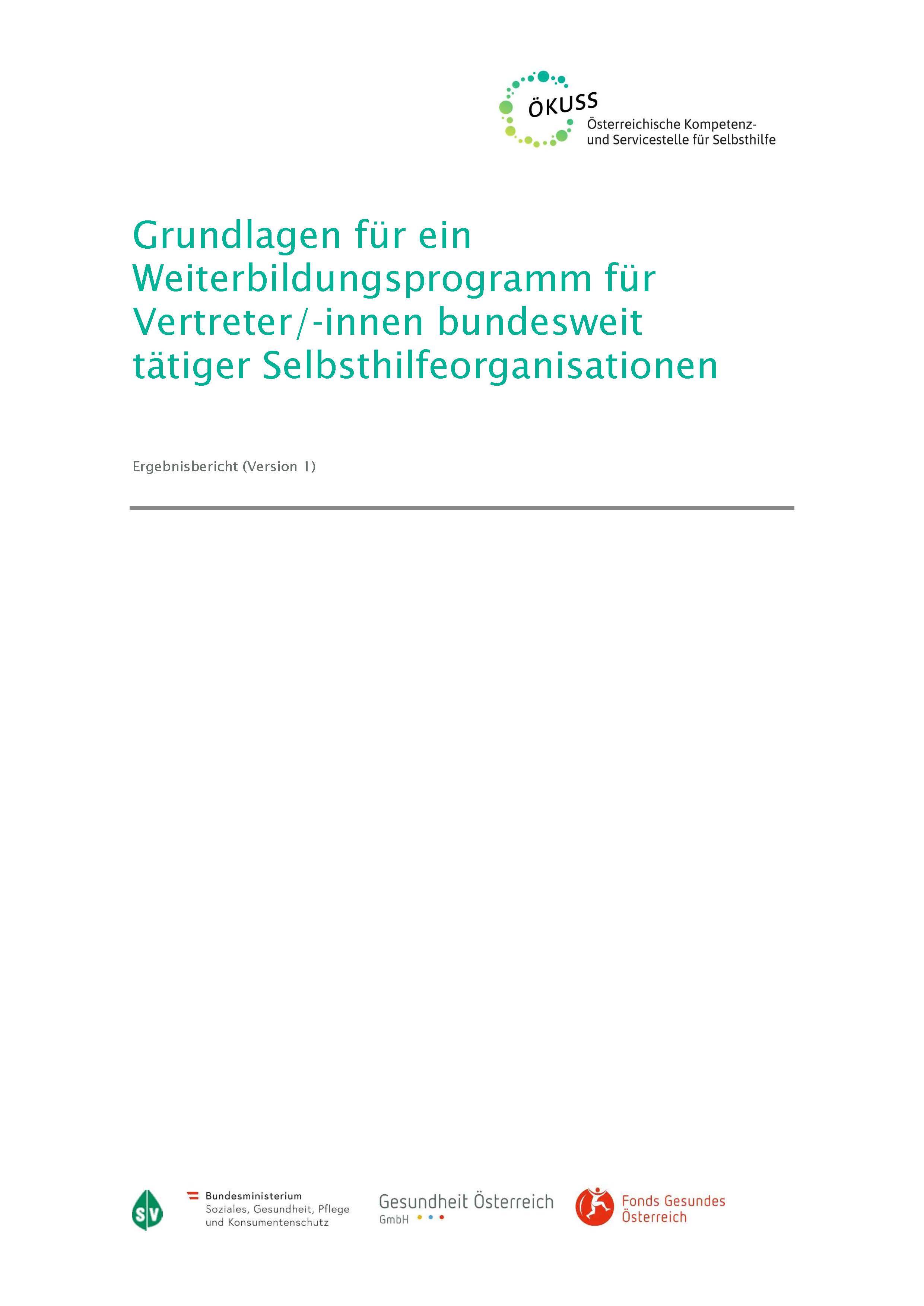 ÖKUSS-Weiterbildungskonzept für bundesweite Selbsthilfeorganisationen