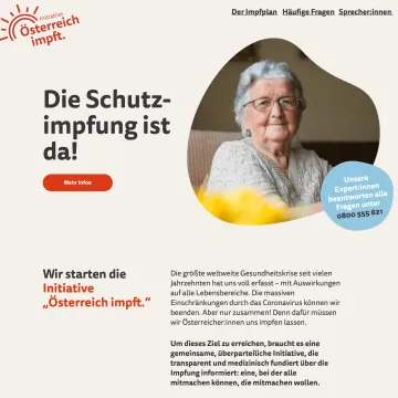 Screenshot der Startseite von www.oestrreich-impft.at