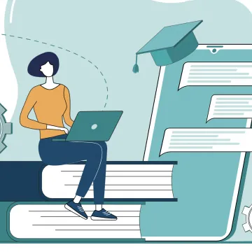 shuttterstock/NikAndr Lernende Frau mit Büchern