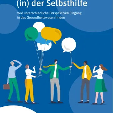Die Illustration zeigt eine Menschengruppe mit Luftballons in Form von Sprechblasen.